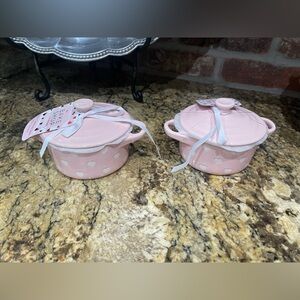Bakeshop by Masterclass oval Heart embossed covered Mini Casserole dishes X2 New